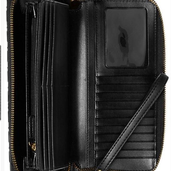 🖤🤍MICHAEL KORS🖤🤍Black/Optic White Jet Set Logo Travel Continental Wallet/NWT - Picture 4 of 5